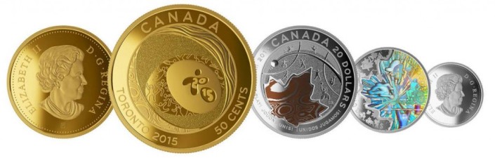As moedas comemorativas lançadas para festejas os Jogos Pan-Americanos de Toronto. Crédito: Divulgação