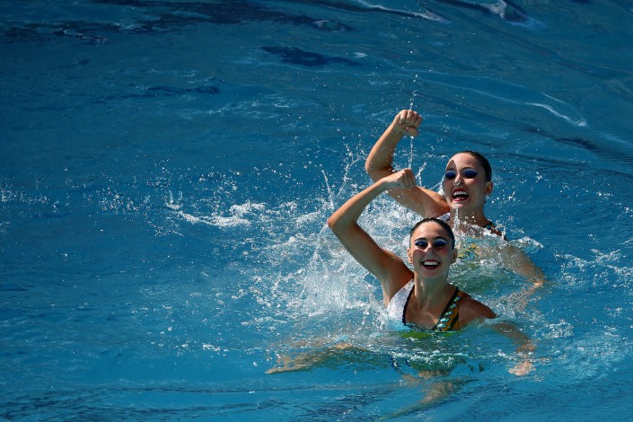 Luisa Borges e Maria Eduardo Miccuci. competirão pelo dueto do Brasil no nado sincronizado do Pan de Toronto. Crédito: Satiro Sodré/SSPress