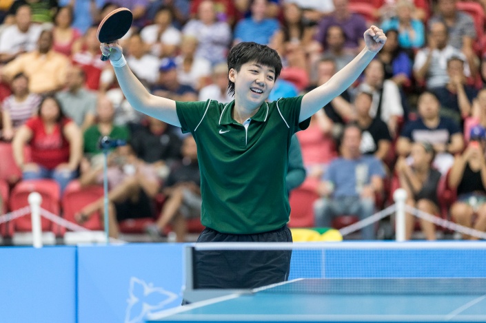 Gui Lin tornou-se a primeira brasileira disputar uma final de Pan-Americano no individual do tênis de mesa. Crédito: ITTF