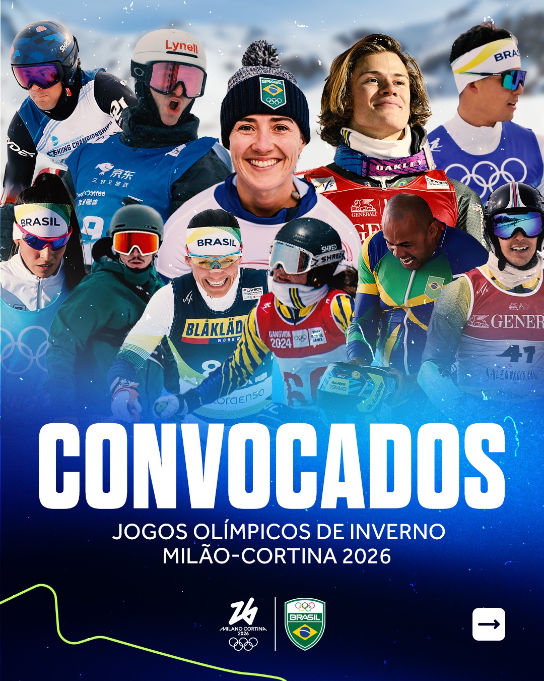 Convocados Time Brasil Jogos de Inverno Milão/Cortina